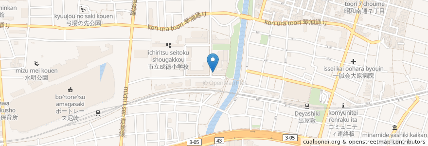 Mapa de ubicacion de ひまわり薬局 明倫店 en اليابان, 兵庫県, 尼崎市.