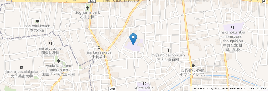 Mapa de ubicacion de 中野本郷小学校 en اليابان, 東京都, 中野区.