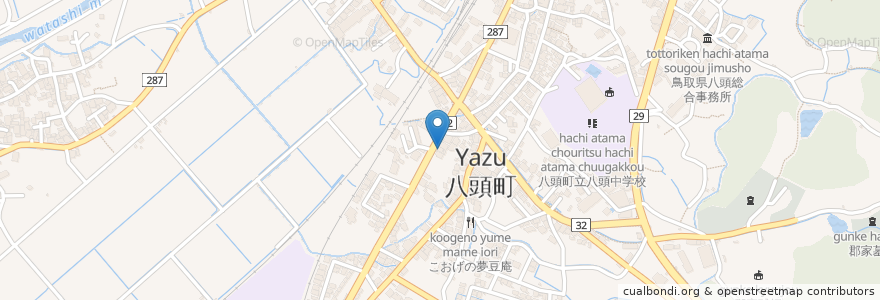 Mapa de ubicacion de やまね食堂 en Japon, Préfecture De Tottori, 八頭郡, 八頭町.