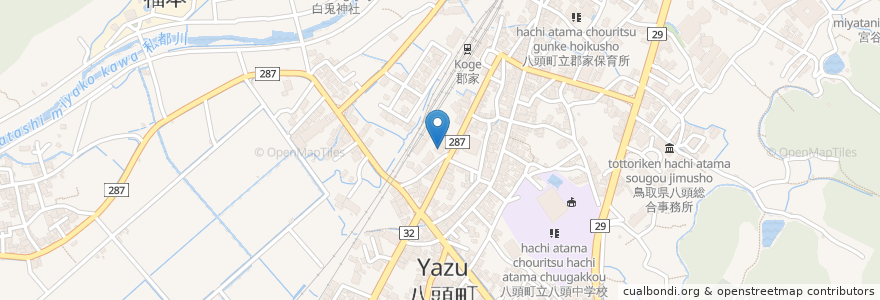 Mapa de ubicacion de 郡家公会堂 en Japan, Tottori Prefecture, Yazu County, Yazu.