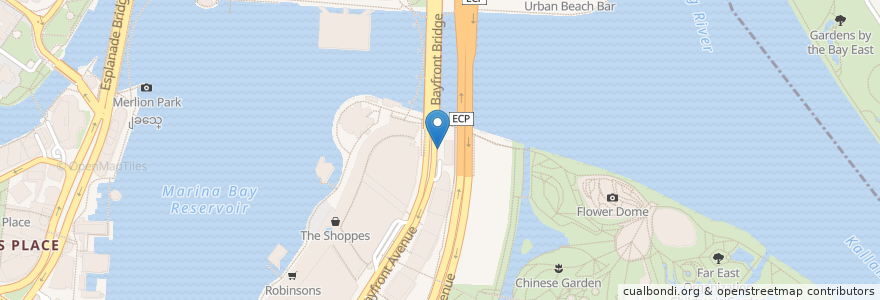 Mapa de ubicacion de Marina Bay Sands en Singapur, Central.