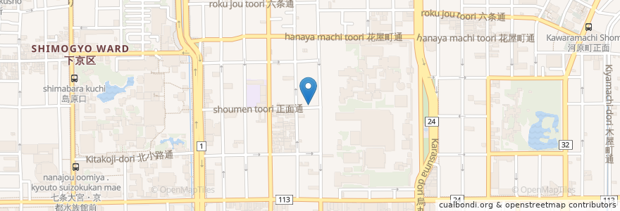 Mapa de ubicacion de ブルームコーヒー en Japonya, 京都府, 京都市, 下京区.