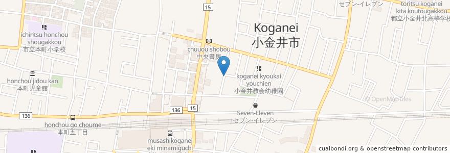 Mapa de ubicacion de こいそ歯科クリニック en 日本, 東京都, 小金井市.