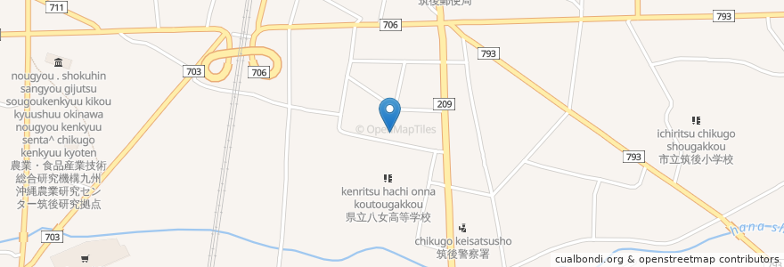 Mapa de ubicacion de 串焼酒楽ばさら en 일본, 후쿠오카현, 筑後市.
