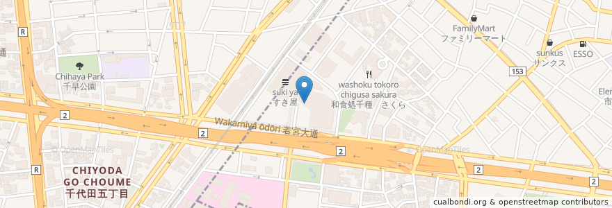 Mapa de ubicacion de 極旨醤油らーめん一刻堂 en Japan, Aichi Prefecture, Nagoya, Chikusa Ward, Naka Ward.