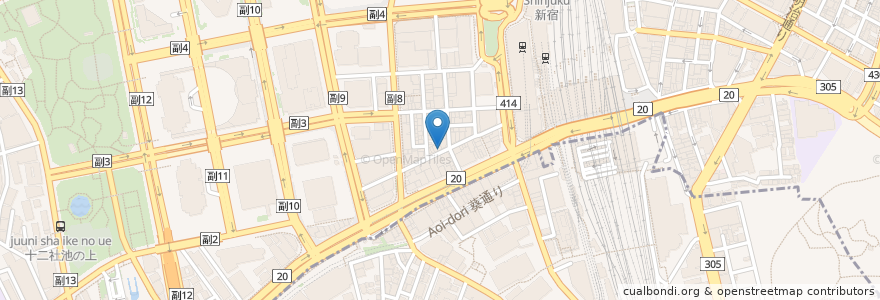 Mapa de ubicacion de 元祖寿司 en 일본, 도쿄도, 신주쿠.