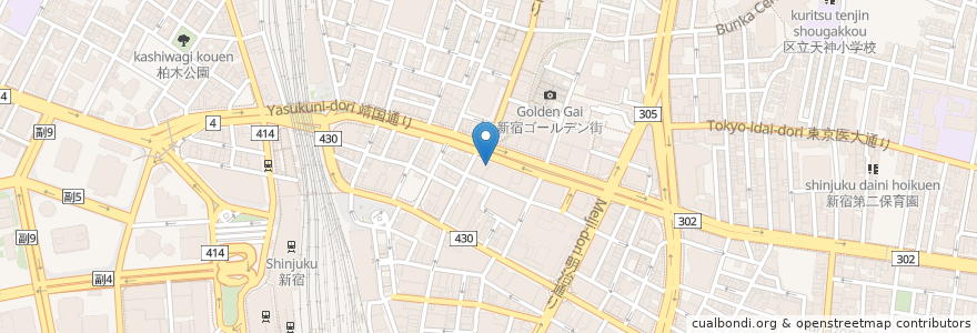 Mapa de ubicacion de Cafe Jr en Japonya, 東京都, 新宿区.