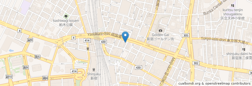 Mapa de ubicacion de 博多天神 en 日本, 東京都, 新宿区.