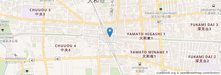 Mapa de ubicacion de 魚貝亭 en Japan, Kanagawa Prefecture, Yamato.