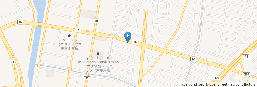 Mapa de ubicacion de 木更津中央薬局 en Japão, 千葉県, 木更津市.