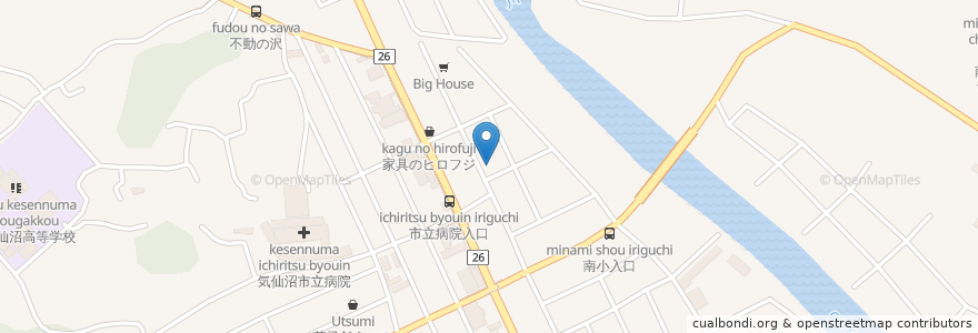 Mapa de ubicacion de 新京本郷店 en 日本, 宮城県, 気仙沼市.