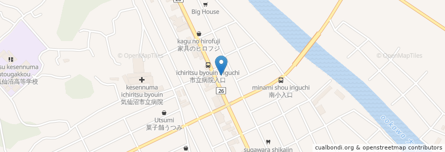 Mapa de ubicacion de トヨタEV充電スポット en اليابان, 宮城県, 気仙沼市.