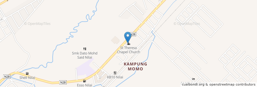 Mapa de ubicacion de St Theresa Chapel Church en Malaisie, Negeri Sembilan, Seremban.
