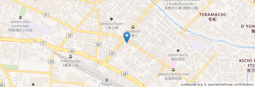 Mapa de ubicacion de カフェ ビアーチェ en Japan, Präfektur Tottori, 鳥取市.