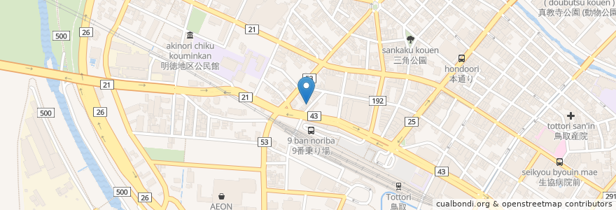 Mapa de ubicacion de Drop Inn & CAFE en ژاپن, 鳥取県, 鳥取市.