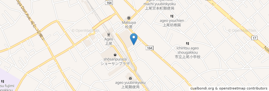 Mapa de ubicacion de 氷川鍬神社 en Japão, 埼玉県, 上尾市.