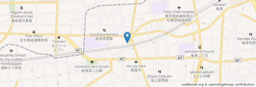 Mapa de ubicacion de ホワイト餃子 en Japan, 東京都, 足立区.