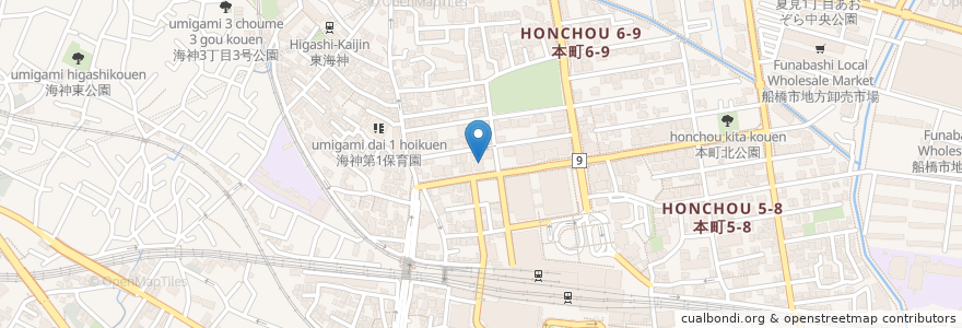 Mapa de ubicacion de 焼肉 琉宮苑 en اليابان, 千葉県, 船橋市.