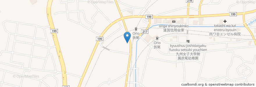 Mapa de ubicacion de 東筑軒 折尾本社 en Giappone, Prefettura Di Fukuoka, 北九州市, 八幡西区.