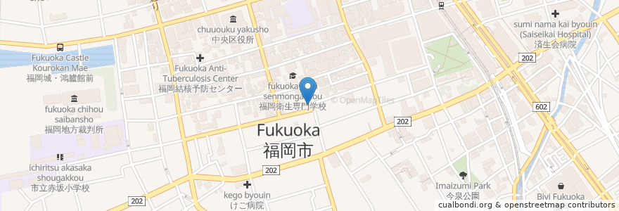 Mapa de ubicacion de マーブルブラン大名紺屋通り店 en اليابان, محافظة فوكوكا, فوكوكا, 中央区.