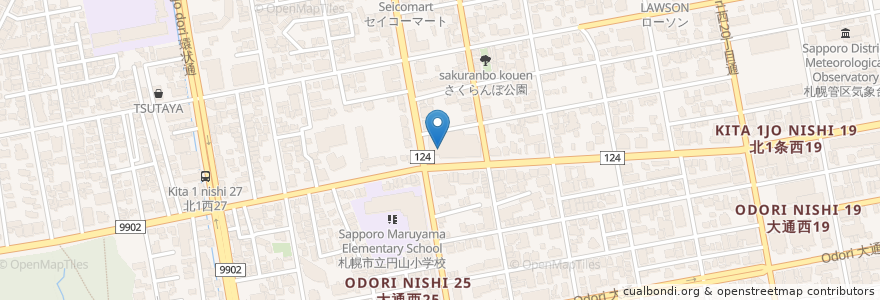 Mapa de ubicacion de ツルハドラッグ en Japón, Prefectura De Hokkaidō, 石狩振興局, Sapporo, 中央区.