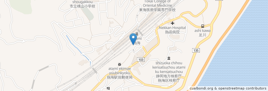 Mapa de ubicacion de Beck’s Coffee en 일본, 시즈오카현, 아타미시.