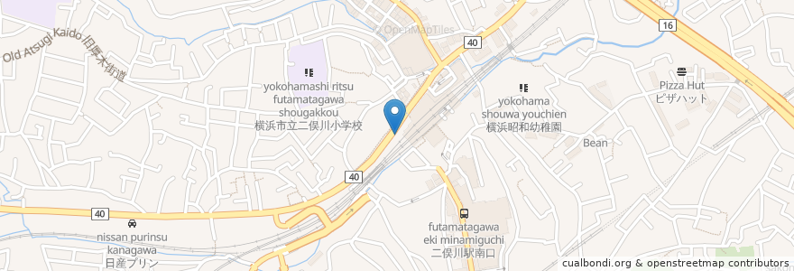 Mapa de ubicacion de 餃子の王将 en 일본, 가나가와현, 요코하마시, 旭区.