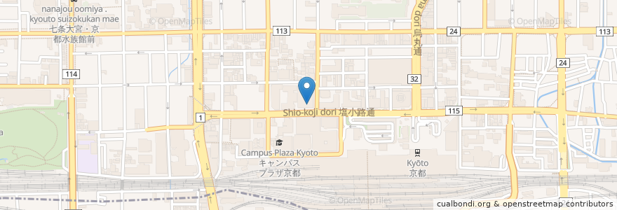 Mapa de ubicacion de クワトロ en 日本, 京都府, 京都市, 下京区.