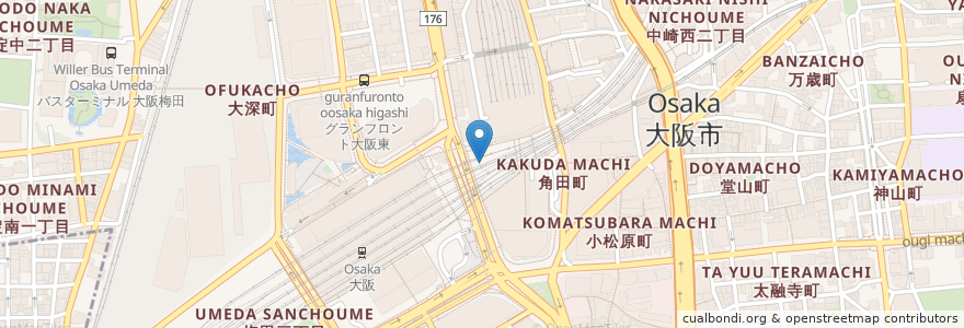 Mapa de ubicacion de たこランラン en 日本, 大阪府, 大阪市, 北区.