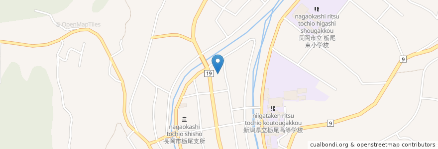 Mapa de ubicacion de クスリのアオキ en Japonya, 新潟県, 長岡市.