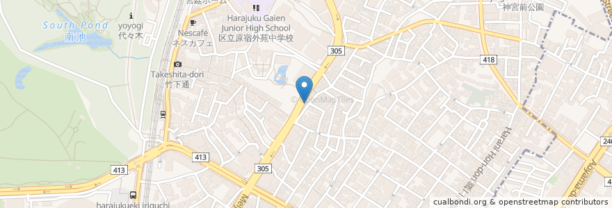 Mapa de ubicacion de 御黒堂 en Jepun, 東京都, 渋谷区.
