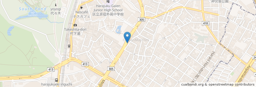 Mapa de ubicacion de NIKKA BLACK CAFE en Jepun, 東京都, 渋谷区.