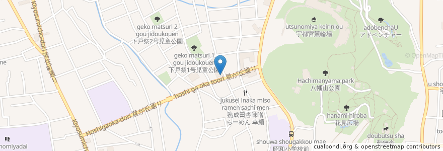 Mapa de ubicacion de レストラン　アルページュ en 日本, 栃木県, 宇都宮市.
