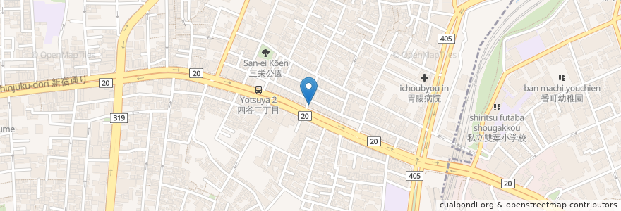 Mapa de ubicacion de 焼肉ホルモンしんちゃん四谷店 en Japão, Tóquio, 新宿区.
