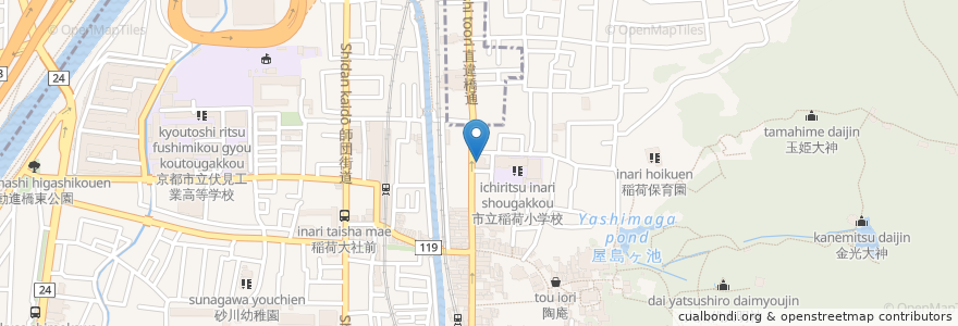 Mapa de ubicacion de 京都中央信用金庫 en Japão, 京都府, Quioto, 伏見区.