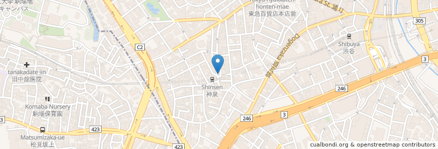 Mapa de ubicacion de タイ東北モーラム酒店 en Japan, 東京都, 渋谷区.