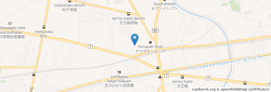Mapa de ubicacion de 天王橋会館 en Japan, 東京都, 立川市.