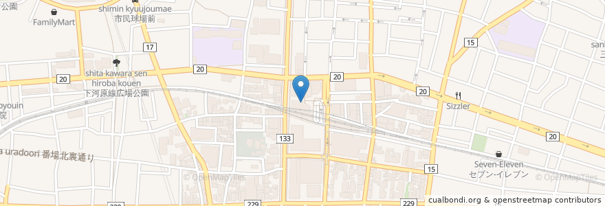 Mapa de ubicacion de ファーストキッチン・ウェンディーズ en اليابان, 東京都, 府中市.