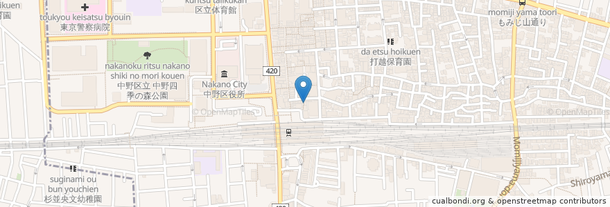 Mapa de ubicacion de 西安刀削麺 en Japan, 東京都, 中野区.