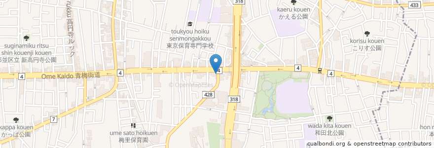 Mapa de ubicacion de BURGERS CAFE en Япония, Токио, Сугинами.