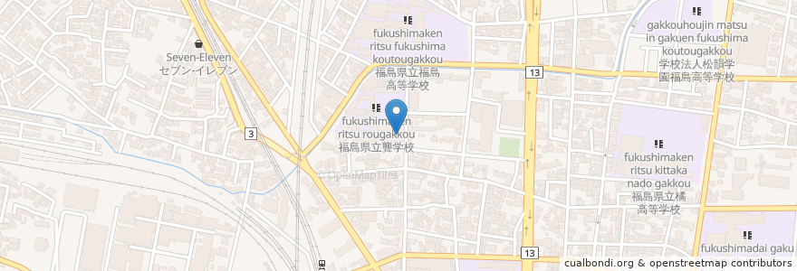 Mapa de ubicacion de 福島県立視覚支援学校 en Japão, 福島県, 福島市.