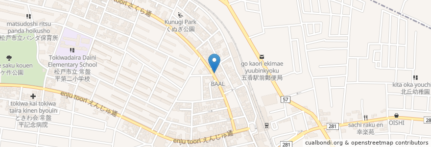 Mapa de ubicacion de お食事舞 en Япония, Тиба, 松戸市.
