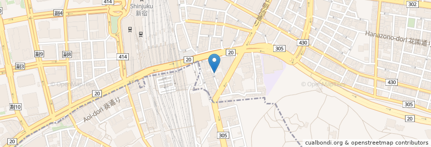 Mapa de ubicacion de トヨタレンタカー 新宿三丁目駅前店駐車場 en ژاپن, 東京都, 新宿区.