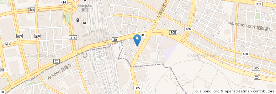 Mapa de ubicacion de トヨタレンタカー 新宿三丁目駅前店 en Giappone, Tokyo, Shinjuku.