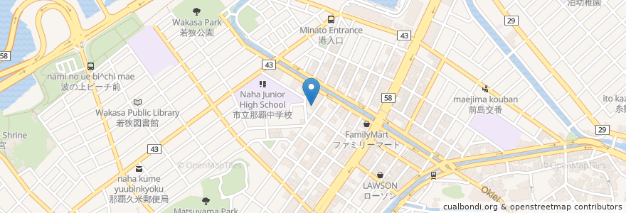 Mapa de ubicacion de 青少年わいわい広場 en اليابان, أوكيناوا, ناها.