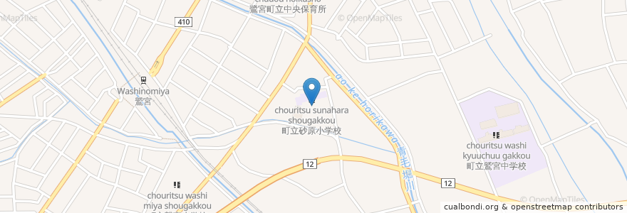 Mapa de ubicacion de 町立砂原小学校 en Japão, 埼玉県, 久喜市.