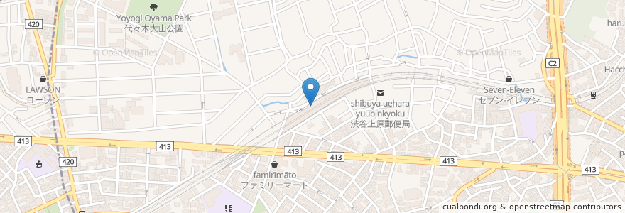 Mapa de ubicacion de バーガーキング en Japonya, 東京都, 渋谷区.