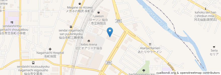 Mapa de ubicacion de 長町のりこ歯科 en 일본, 미야기현, 仙台市, 太白区.