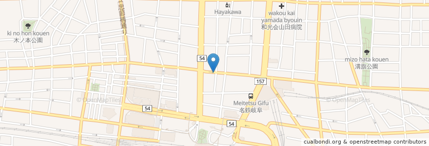 Mapa de ubicacion de 串カツ田中 en Япония, Гифу, 岐阜市.