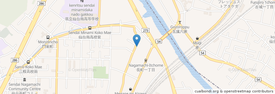 Mapa de ubicacion de うた日和 en 日本, 宮城県, 仙台市, 太白区.